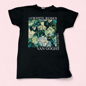 Van Gogh Size S White Roses Graphic Tee Art Artsy